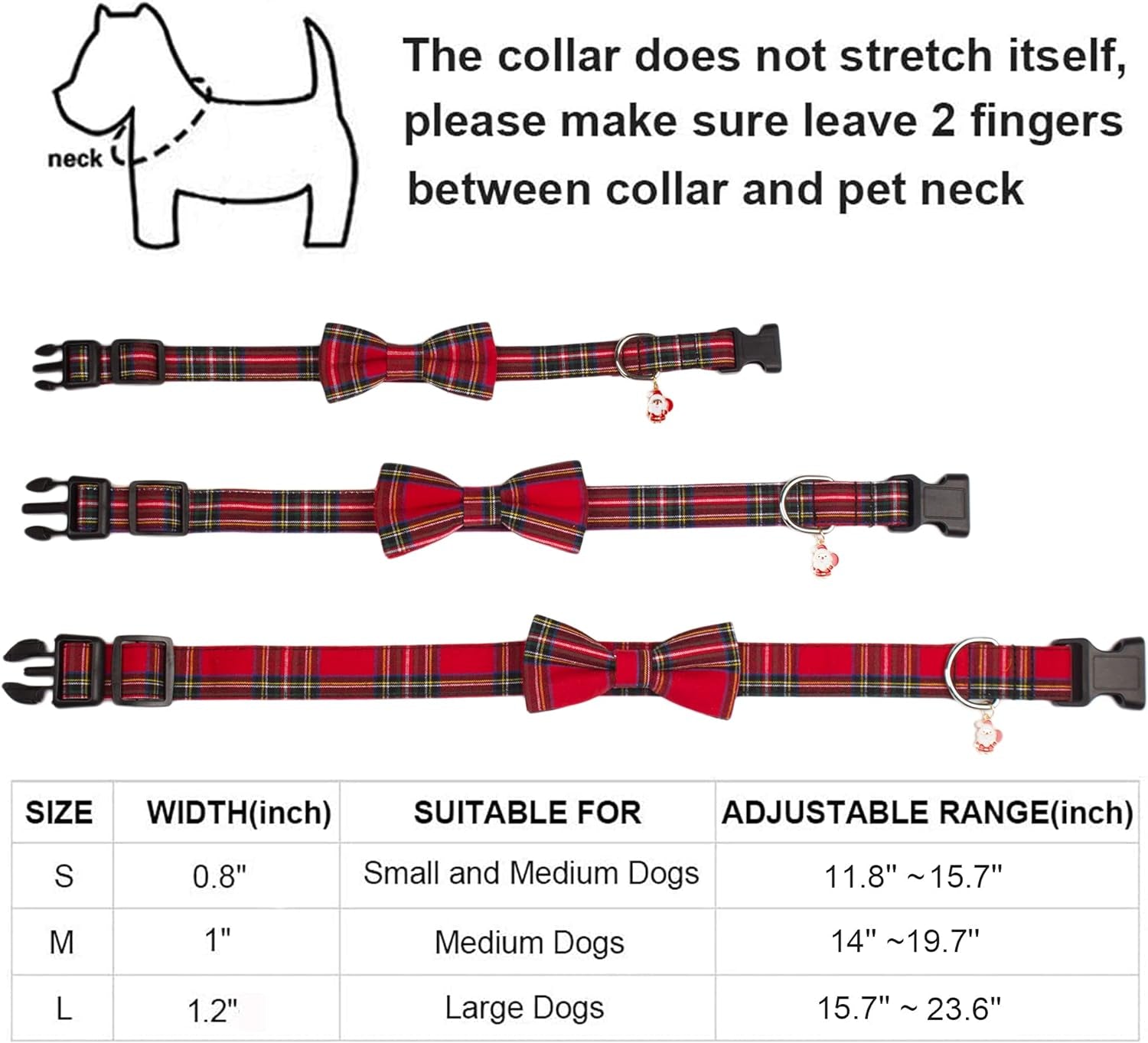 Sleigh My Style: Festive Adjustable Plaid Dog Bling with Removable Bowtie for Pooch Party Fun (Red & Green, Large)