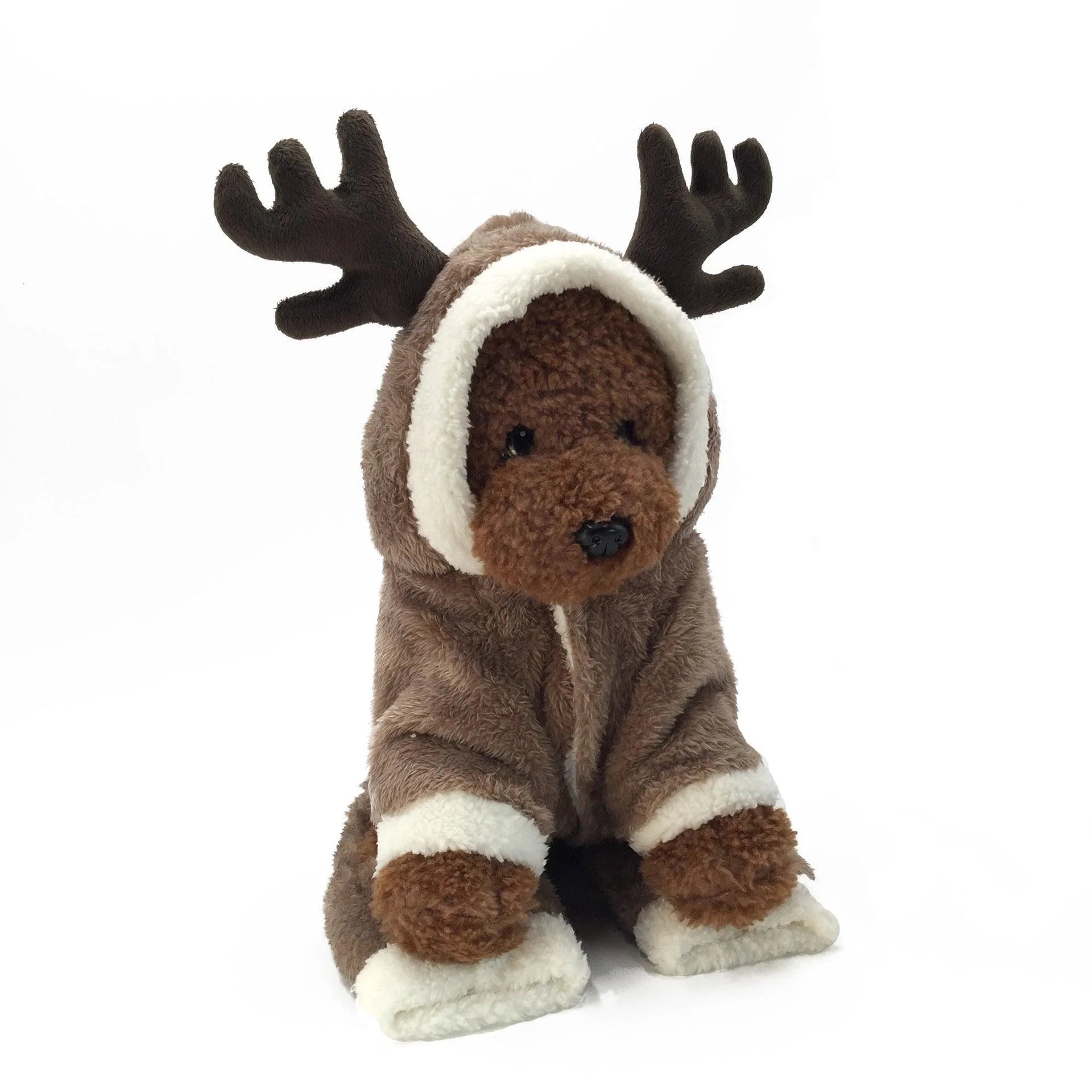 Snuggle Up in Style: Cozy Coral Fleece Elk Christmas Dog Outfit