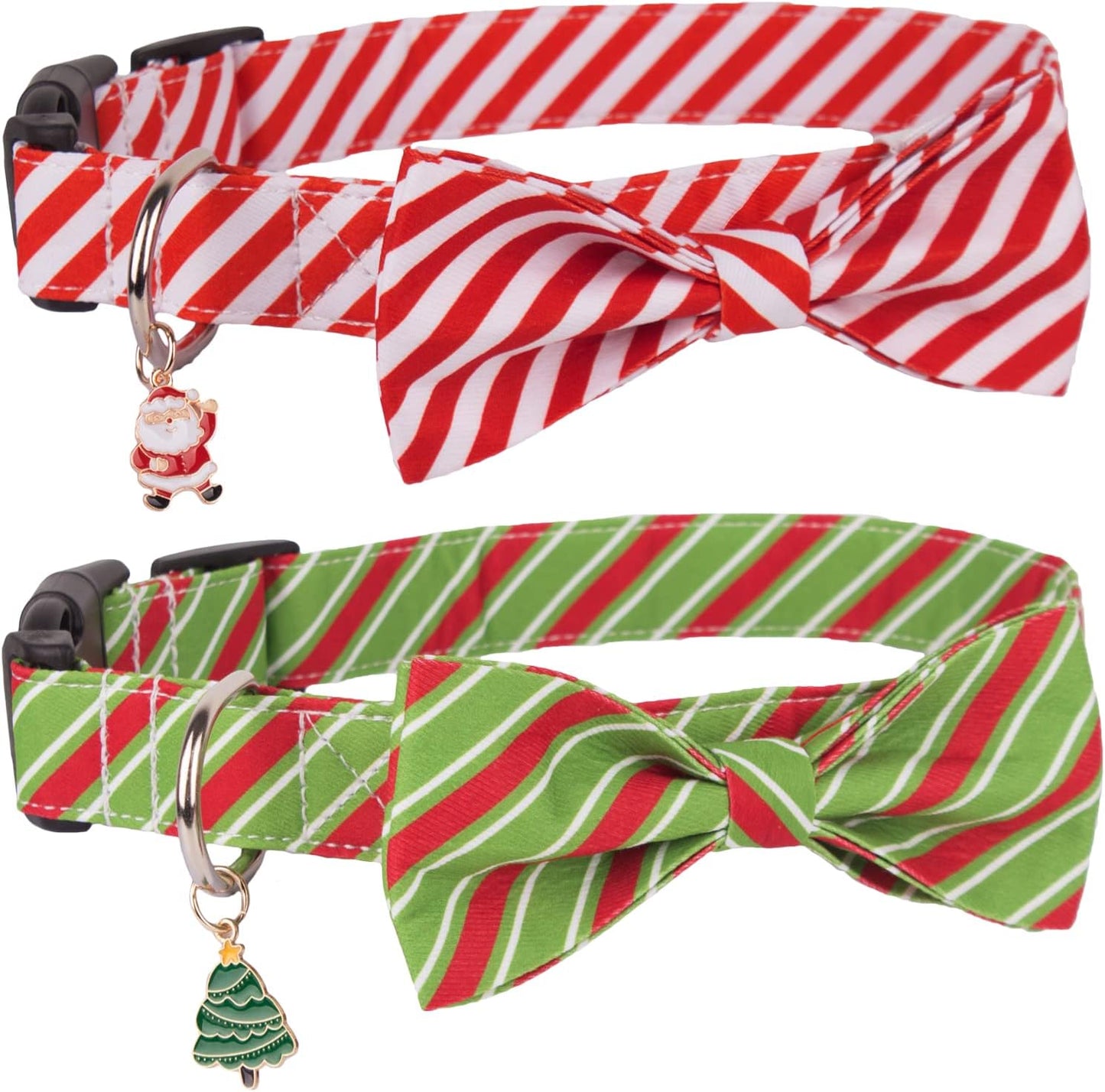 Sleigh My Style: Festive Adjustable Plaid Dog Bling with Removable Bowtie for Pooch Party Fun (Red & Green, Large)