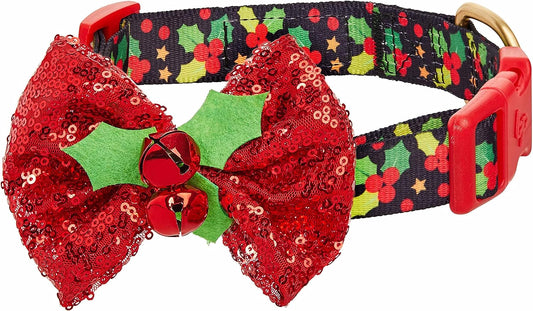 Jingle Bells and Paws, the Holly Jolly Bowtie Dog Bling - Perfect for Posh Pups with 12-16" Necklaces!