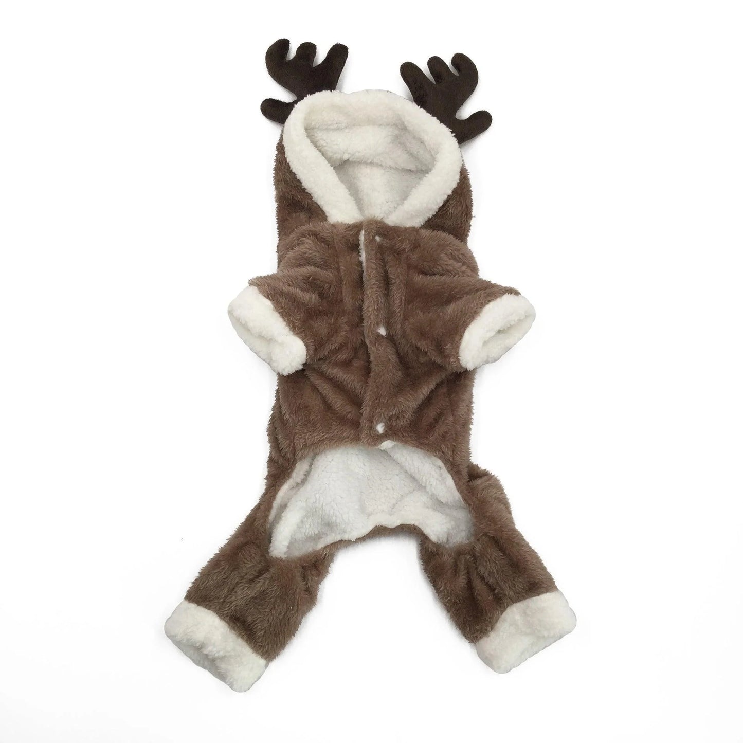 Snuggle Up in Style: Cozy Coral Fleece Elk Christmas Dog Outfit